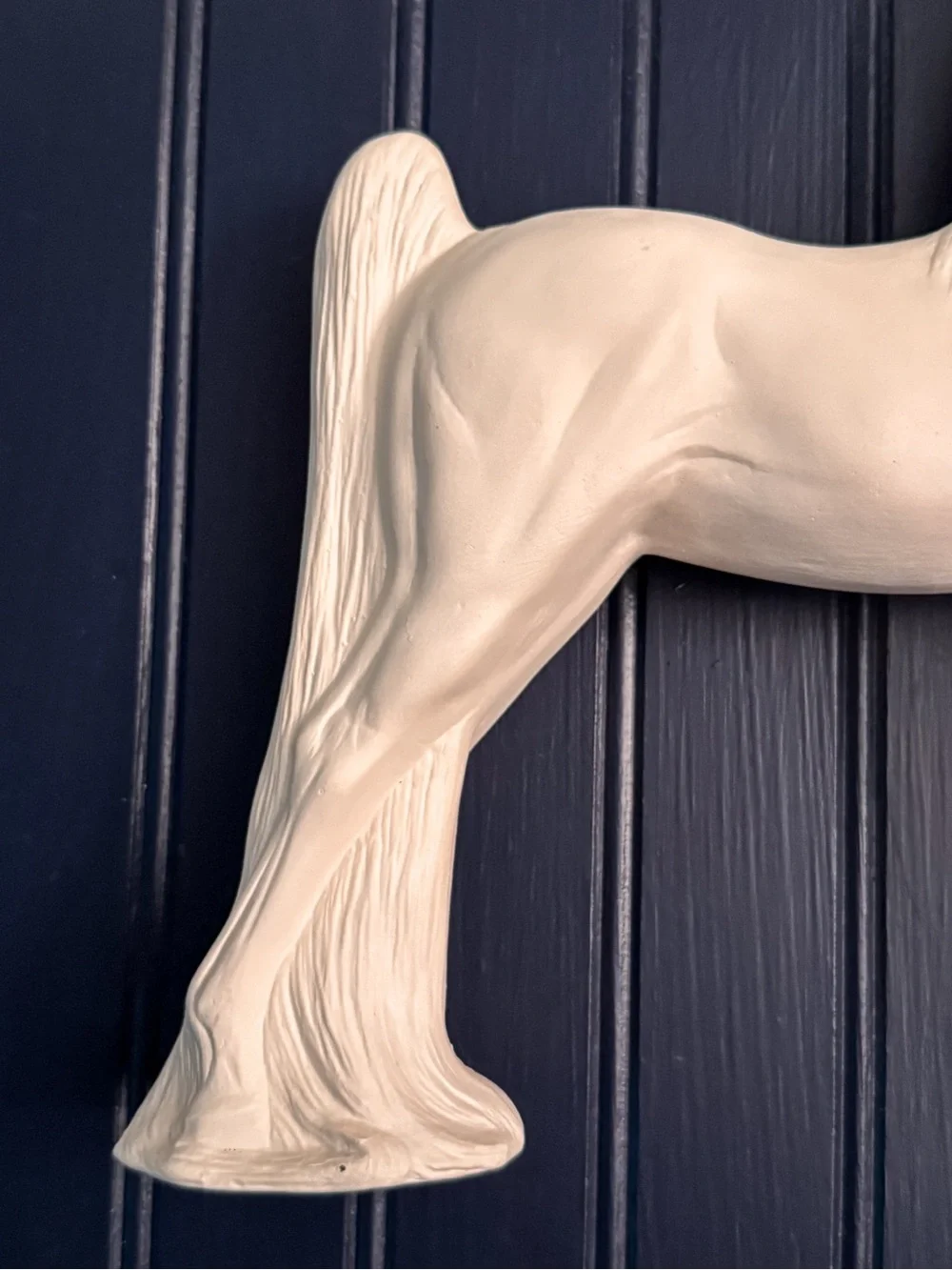 Vintage White Ceramic Horse — Large Equestrian Figurine
